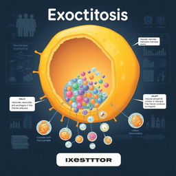 An educational illustration depicting the process of exocytosis