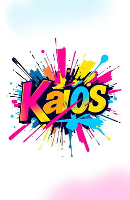 An eye-catching modern design featuring bold, chaotic typography centered around the word 'Kaos'