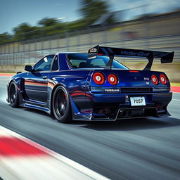 A powerful Nissan GTR R32, boasting a staggering 1000 horsepower twin-turbo setup