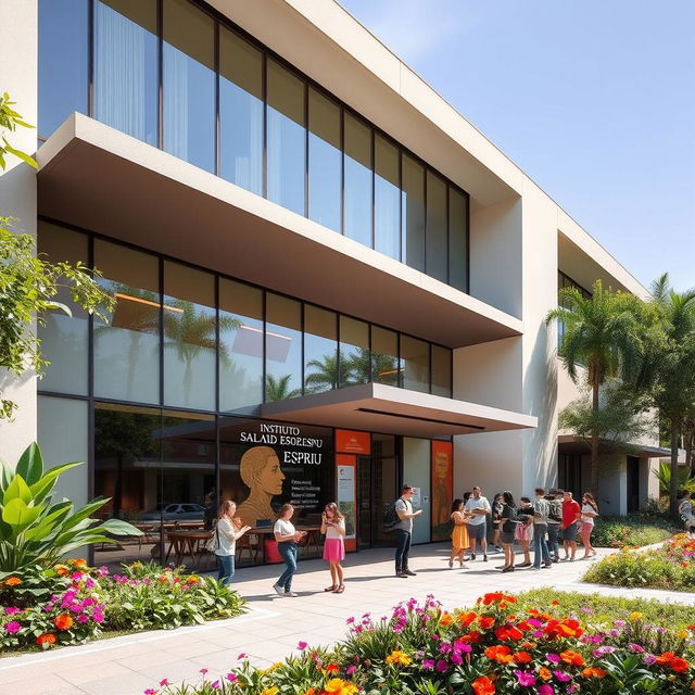 An exterior view of the Instituto Salvador Espriu, showcasing its modern architectural design