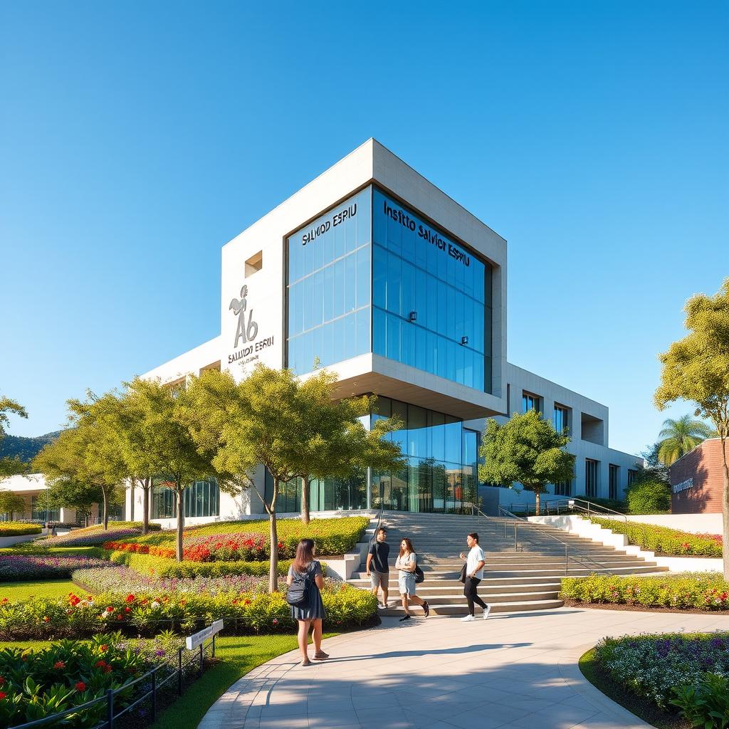 A scenic view of the Instituto Salvador Espriu, showcasing its contemporary architectural style