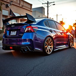 An eye-catching Subaru WRX, equipped with a prominent intercooler and two impressive turbos, showcases an aggressive widebody design that gives it a powerful presence