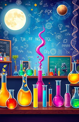 A vibrant and mesmerizing scene showcasing various aspects of science