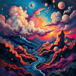 An abstract representation of desire and yearning, featuring a surreal landscape filled with vibrant colors and dynamic shapes