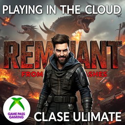 A vibrant video thumbnail for 'Playing in the Cloud: Remnant: From The Ashes | Gameplay | Xbox Cloud Gaming 🎮🔥👾| Game Pass Ultimate'