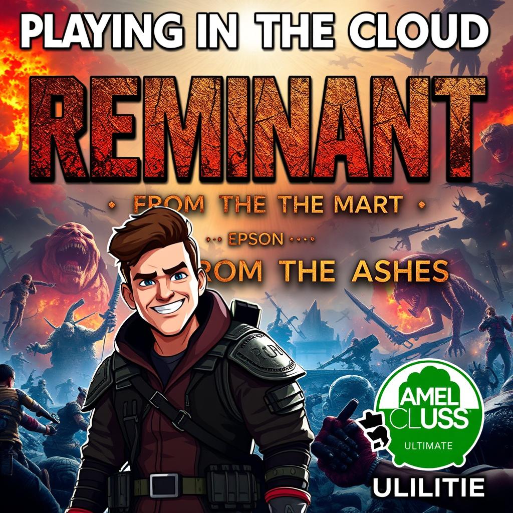 A vibrant video thumbnail for 'Playing in the Cloud: Remnant: From The Ashes | Gameplay | Xbox Cloud Gaming 🎮🔥👾| Game Pass Ultimate'