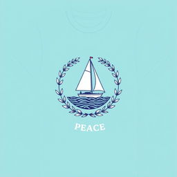 A yacht-themed t-shirt design inspired by the concept of 'world peace'