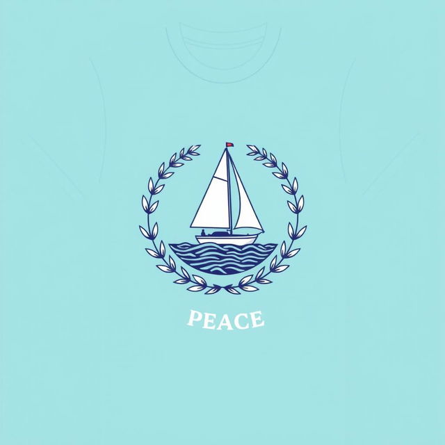 A yacht-themed t-shirt design inspired by the concept of 'world peace'