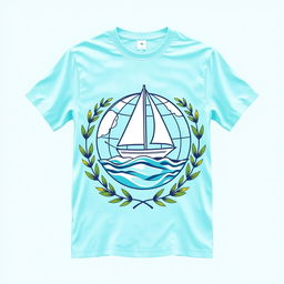 A yacht-themed t-shirt design inspired by the concept of 'world peace'