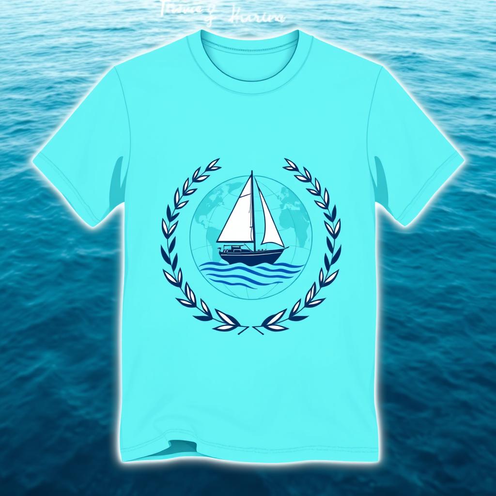 A yacht-themed t-shirt design inspired by the concept of 'world peace'