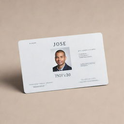 A professional-looking identification card with the name 'José' clearly displayed in elegant font on a sleek, modern design.