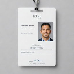 A professional-looking identification card with the name 'José' clearly displayed in elegant font on a sleek, modern design.