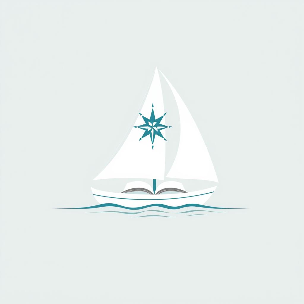 A minimalist design depicting a sailing theme infused with the power of reading