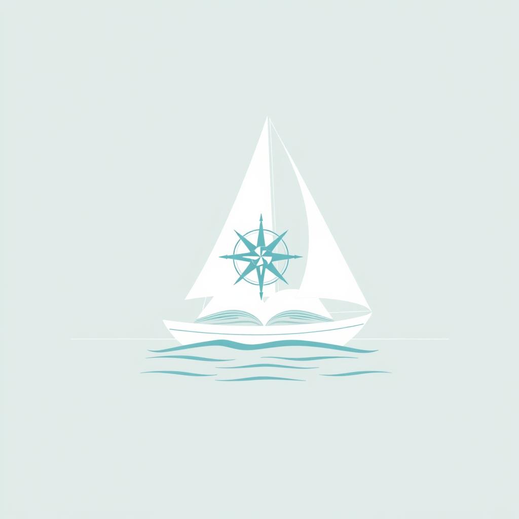 A minimalist design depicting a sailing theme infused with the power of reading