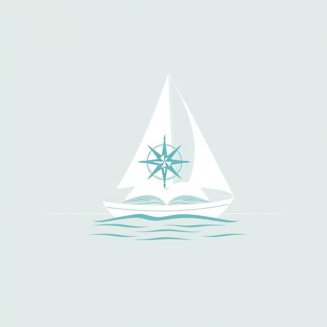 A minimalist design depicting a sailing theme infused with the power of reading