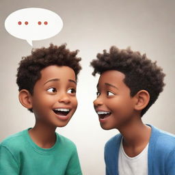 Two animated boys engaged in a lively conversation, expressing vivid emotions