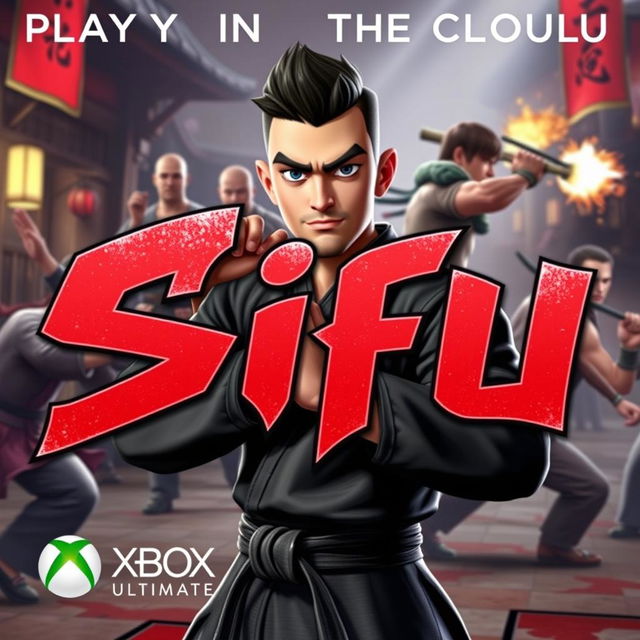 A vibrant and high-quality thumbnail for a video titled 'Playing in the Cloud: Sifu | Gameplay | Xbox Cloud Gaming 🎮🔥👾| Game Pass Ultimate