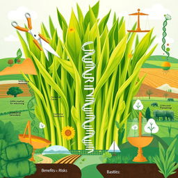 A detailed and engaging illustration of CRISPR-Cas9 technology applied in plants, emphasizing the ethical dilemmas, scientific challenges, and opportunities in agriculture