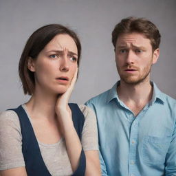 Animations are not supported; however, imagine two people, full-body view: with one person visibly upset and distraught, while the other looks on with a worried expression.