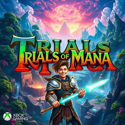 A vibrant and detailed thumbnail for a video titled 'Playing in the Cloud: Trials of Mana | Gameplay | Xbox Cloud Gaming 🎮🔥👾| Game Pass Ultimate