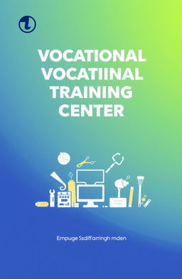 A professional and modern cover page design for a vocational training center, featuring a bold heading 'Vocational Training Center' at the top in a clean and contemporary font