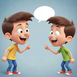 Two cartoon boys engaged in a lively conversation, with clear expressions and dynamic postures reflecting their interaction.