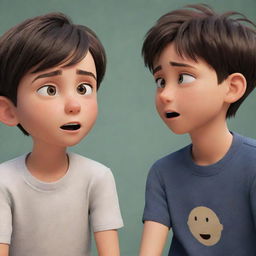 Two animated boys deep in an engrossing conversation, showcasing a range of emotions