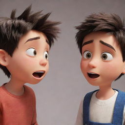 Two animated boys deep in an engrossing conversation, showcasing a range of emotions