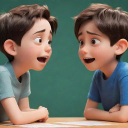 Two animated boys deep in an engrossing conversation, showcasing a range of emotions