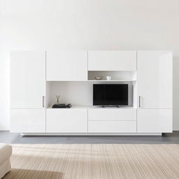 A modern Italian minimalist cabinet, featuring a sleek design and measuring two meters in width