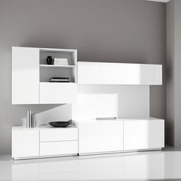 A modern Italian minimalist cabinet designed specifically for a living room, measuring two meters in width