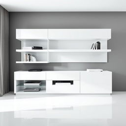 A modern Italian minimalist cabinet designed specifically for a living room, measuring two meters in width