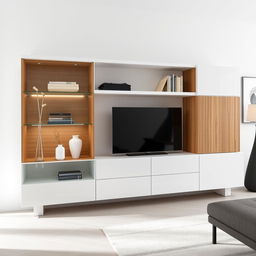 A modern Italian minimalist cabinet designed for a living room, measuring two meters in width