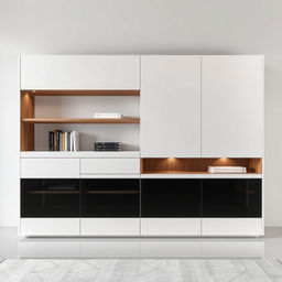 A modern Italian minimalist cabinet designed for a living room, measuring two meters in width