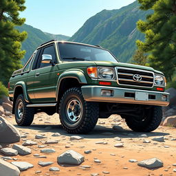 An impressive illustration of a Toyota Land Cruiser 105 pickup truck from 2002-2003, designed to highlight its robust and rugged features