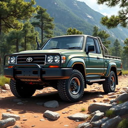 An impressive illustration of a Toyota Land Cruiser 105 pickup truck from 2002-2003, designed to highlight its robust and rugged features