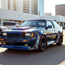 A stunning 1988 Chevrolet Chevette hatchback, featuring a deep blue brushed paint finish that gleams in the sunlight