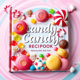 A vibrant and colorful book cover design for a candy recipe book