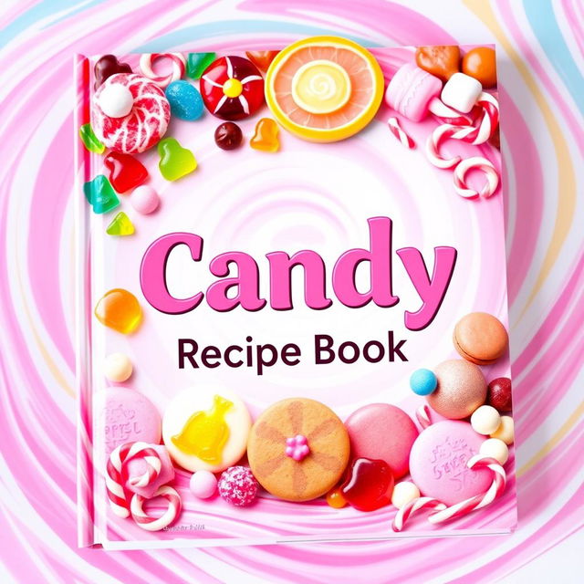 A vibrant and colorful book cover design for a candy recipe book