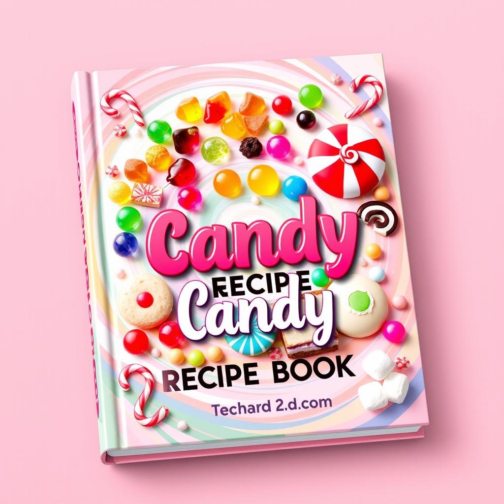 A vibrant and colorful book cover design for a candy recipe book