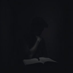 A solitary man deep in thought, seated at a table in a dimly lit room