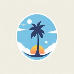 A striking beach resort logo that includes the phrase 'Torress Resort', surrounded by tropical scenery and sunshine