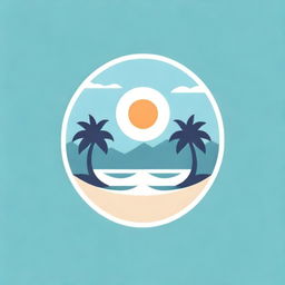 A striking beach resort logo that includes the phrase 'Torress Resort', surrounded by tropical scenery and sunshine