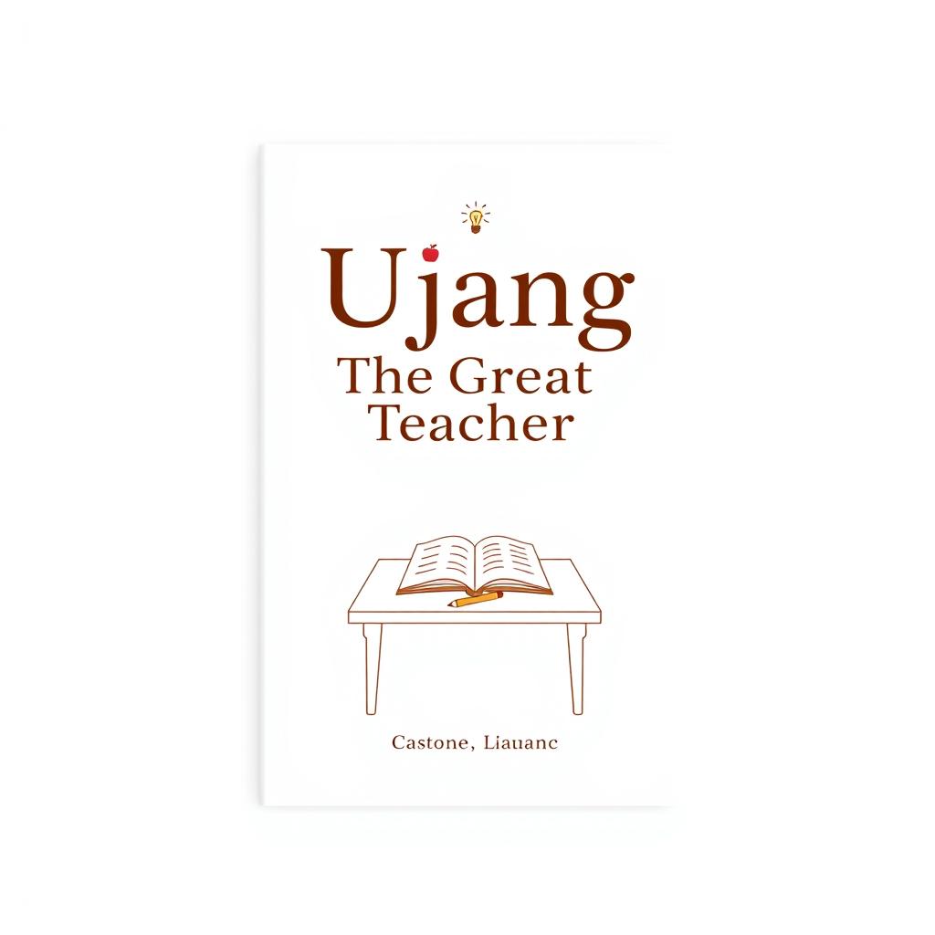 A simple and elegant book cover design for a fictional book titled 'Ujang The Great Teacher'