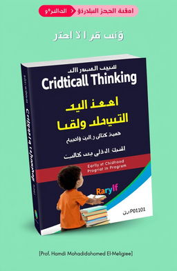 A creative book cover design for a book titled 'محاضرات في التفكير الناقد Critical Thinking' (Critical Thinking Lectures) in both Arabic and English