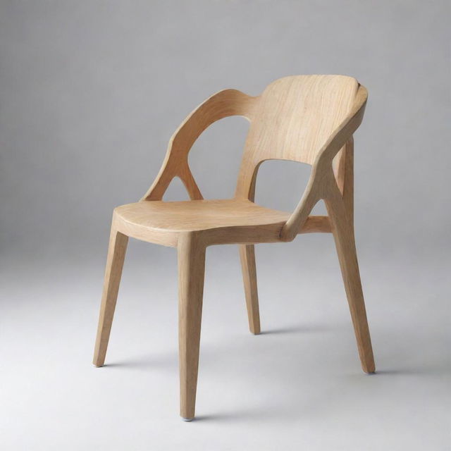 Generate a chair with innovative, avant-garde design elements. The construction should be imaginative and creative, combining both form and function in a unique and striking manner. Once the image is generated, provide an explanation of the featured design elements and innovations.