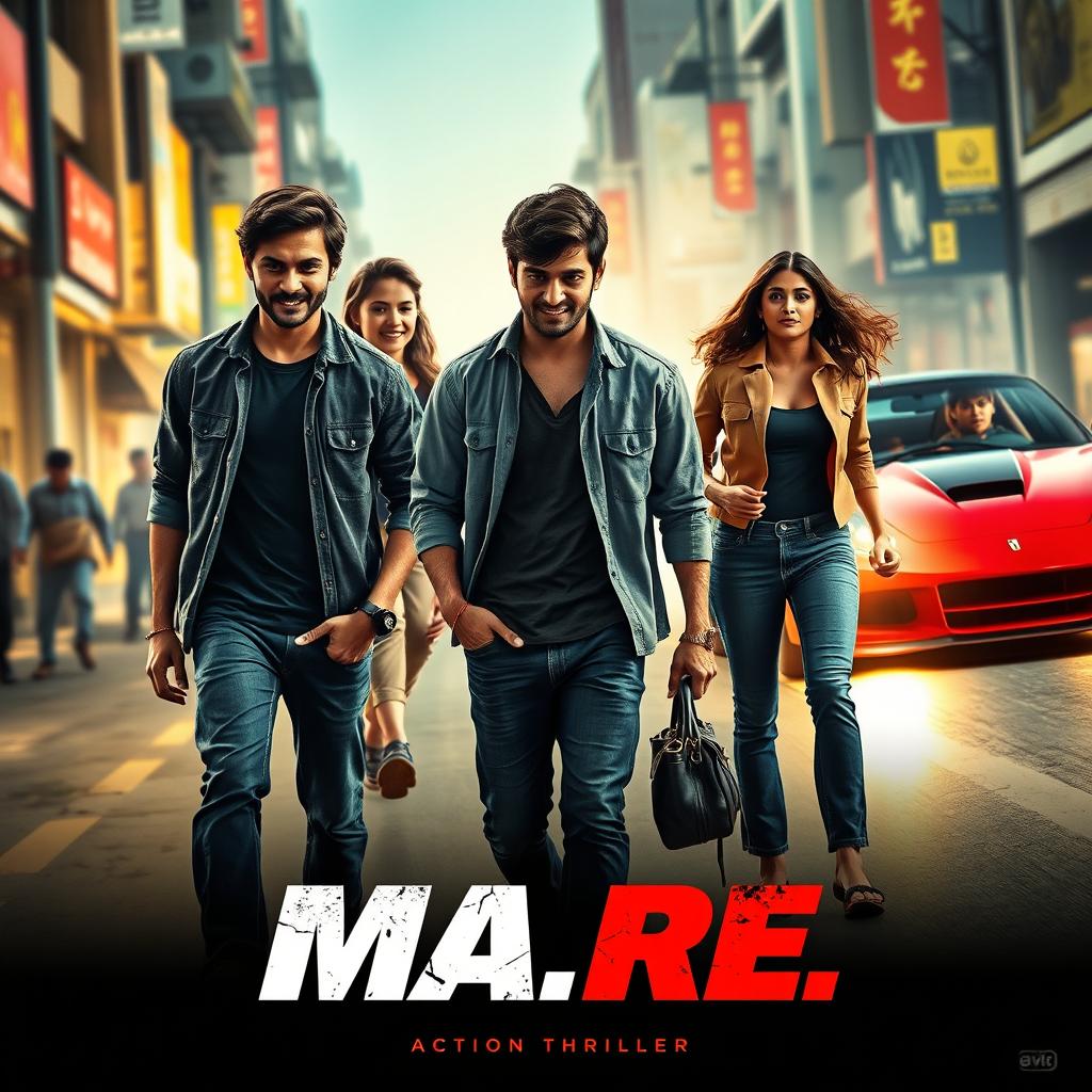 An intense movie poster for an action thriller romantic film titled 'MA