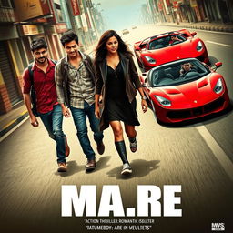 An intense movie poster for an action thriller romantic film titled 'MA