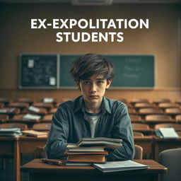 A captivating novel cover design for "Ex-Exploitation Students" that embodies a lecture atmosphere