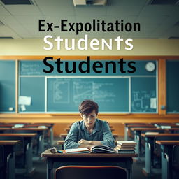 A captivating novel cover design for "Ex-Exploitation Students" that embodies a lecture atmosphere